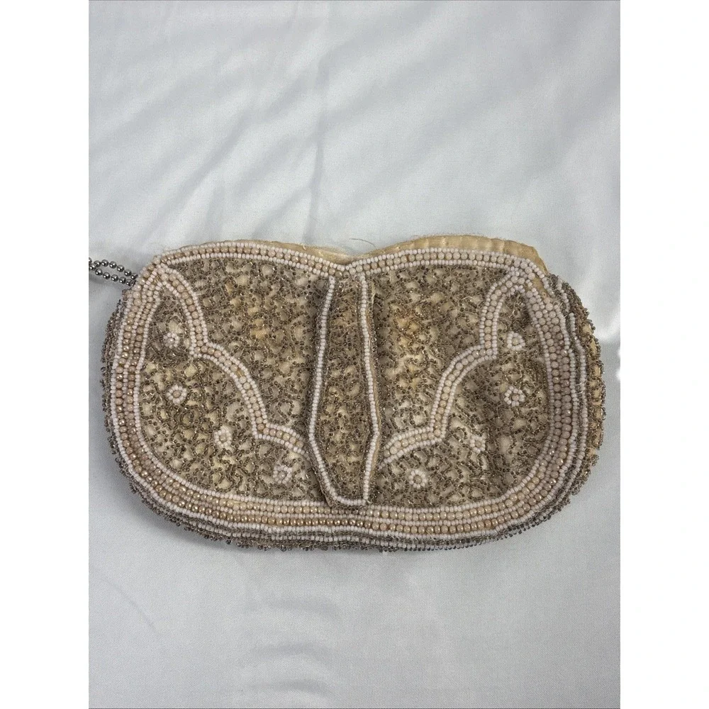 Antique Vintage 20-40s Micro Beaded Evening Purse Handmade in Belgium Flapper